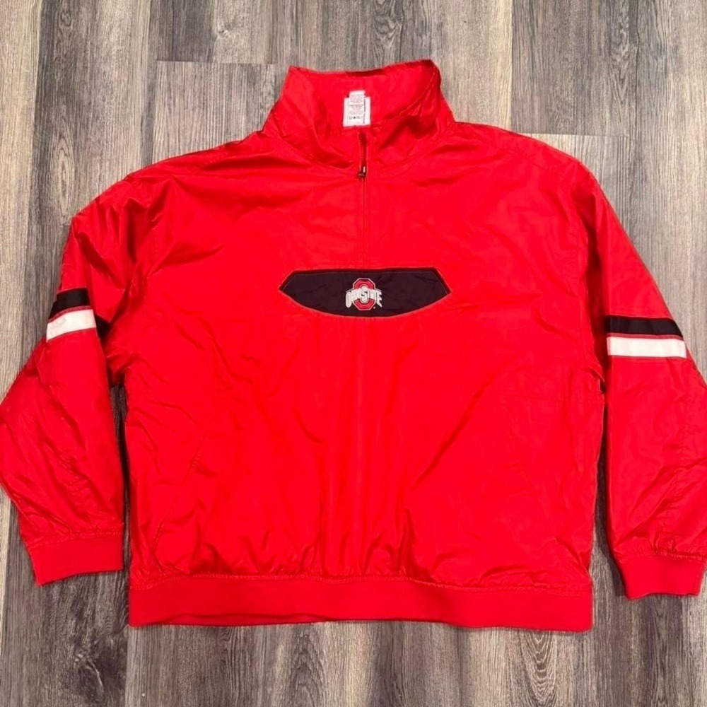 VTG Ohio State Buckeyes Red Oak Sportswear 1/4 Zip Jacket Vented Pullover 2XL